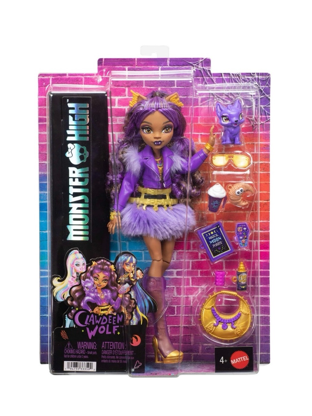 Monster High Clawdeen Wolf Doll in Purple and Gold Outfit
